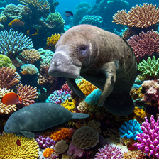 Manatee in a coral reef